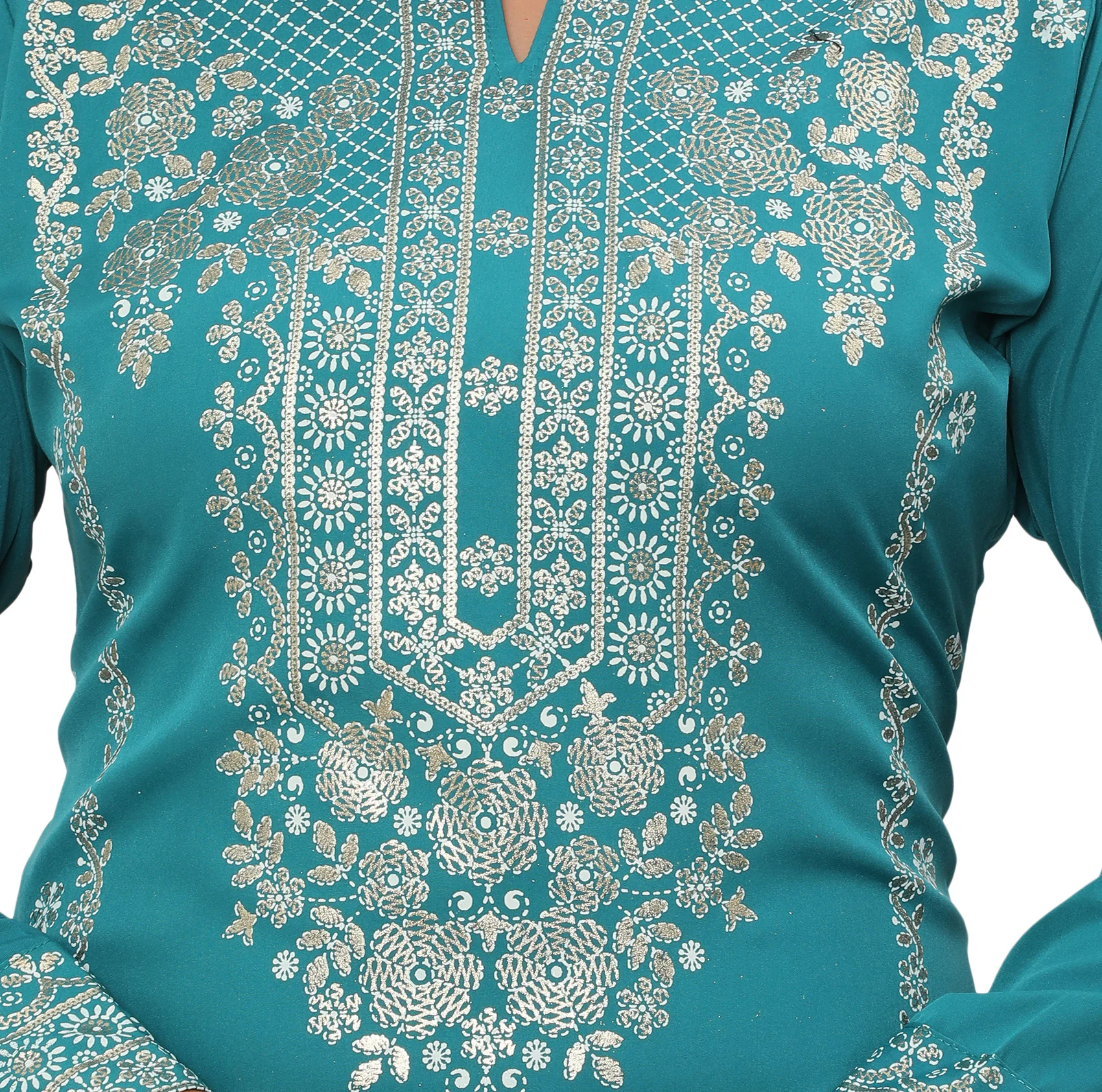 Indian Kurtis for Women Long Tunic Top Kurta (Turquoise) - Image 4