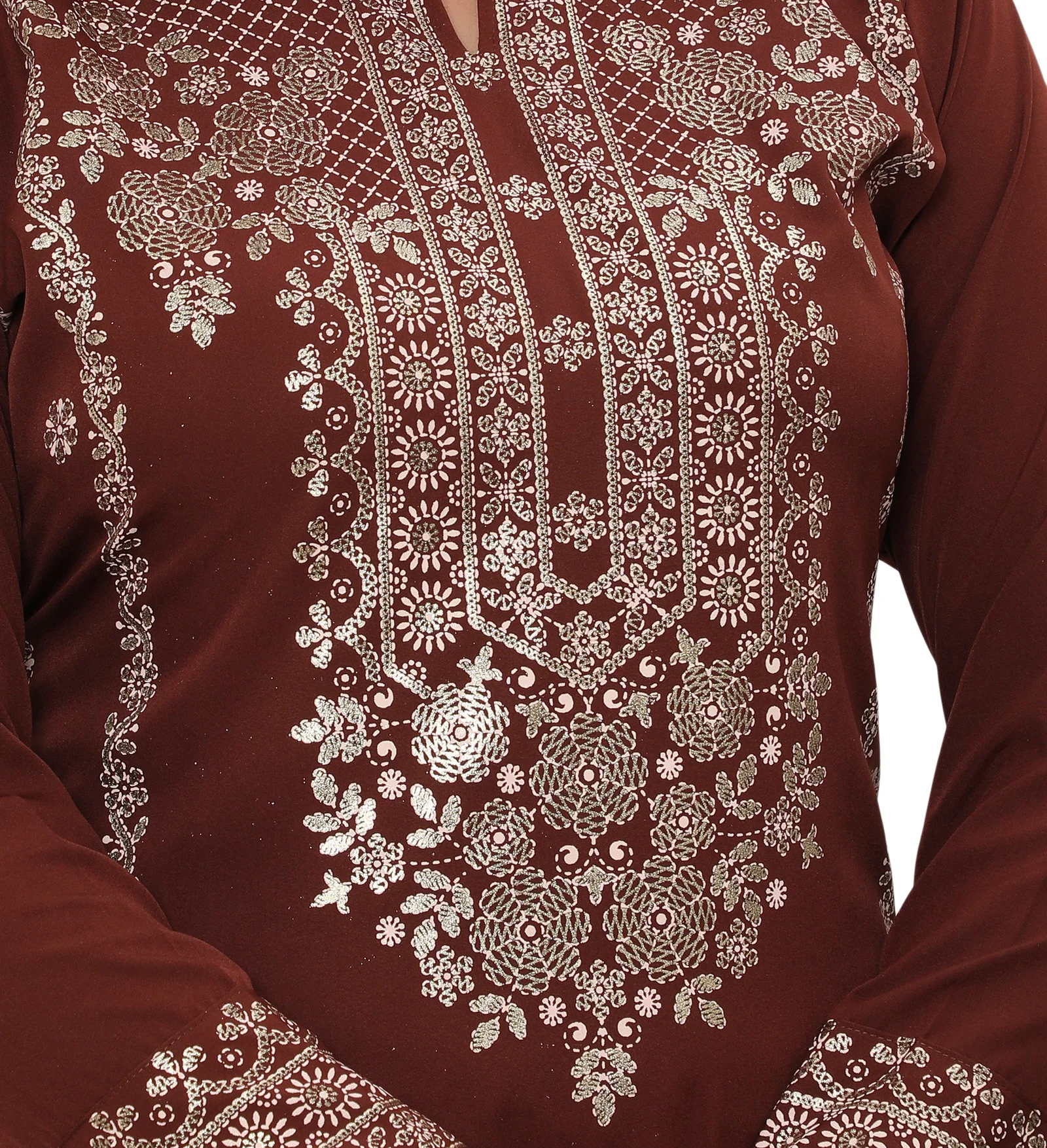 Indian Kurtis for Women Long Tunic Top Kurta (Brown) - Image 4