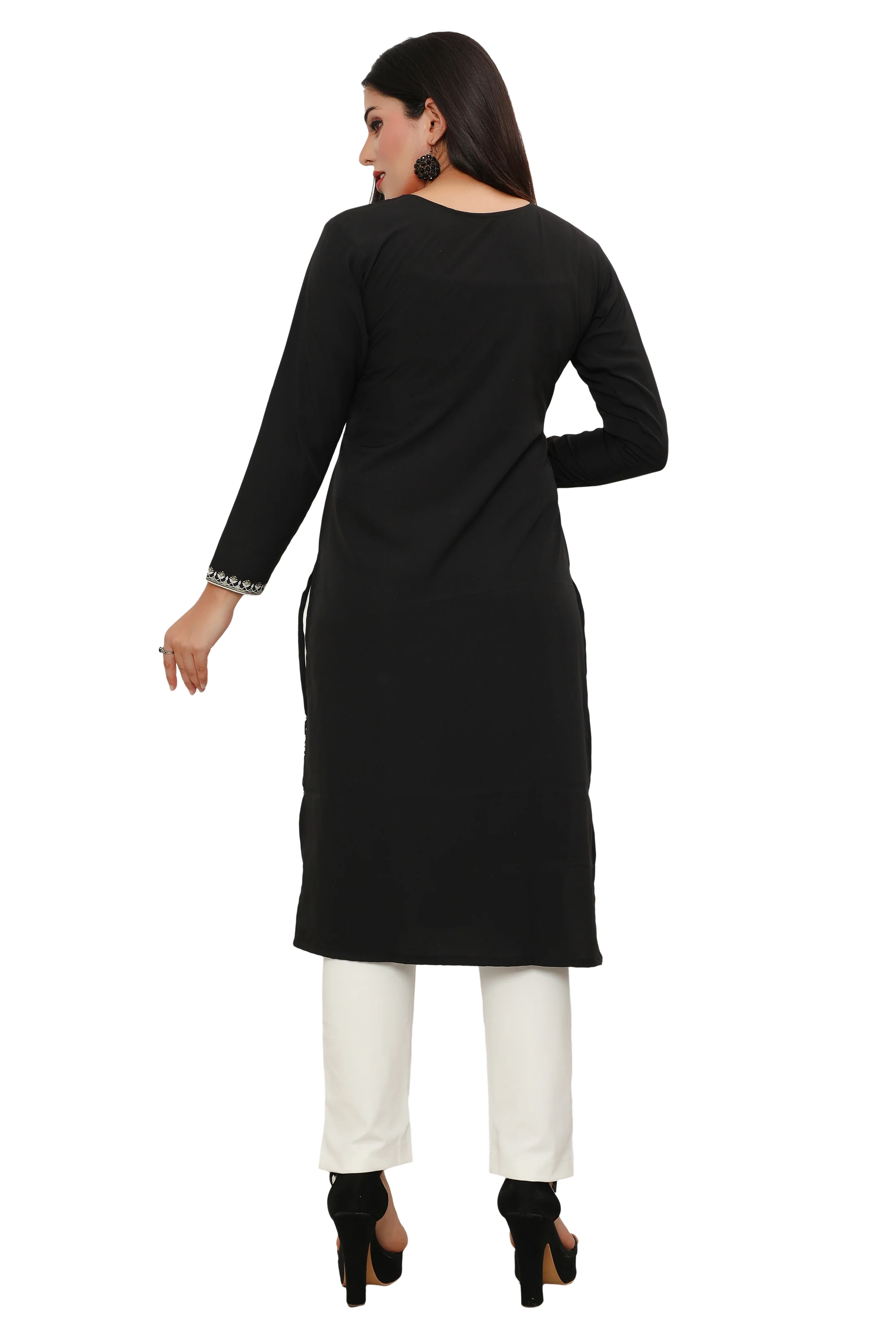 Indian Kurtis for Women Long Tunic Top Kurta (Black) - Image 2