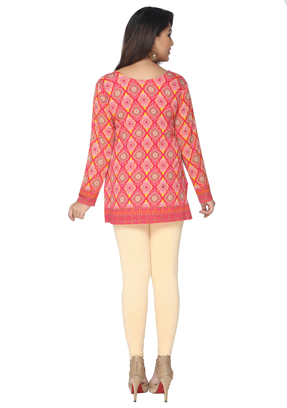 Indian Kurtis for Women - Short Indian Tunic Tops (Red) - Image 2