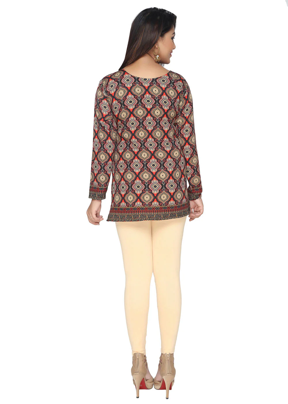 Indian Kurtis for Women - Short Indian Tunic Tops (Black) - Image 2