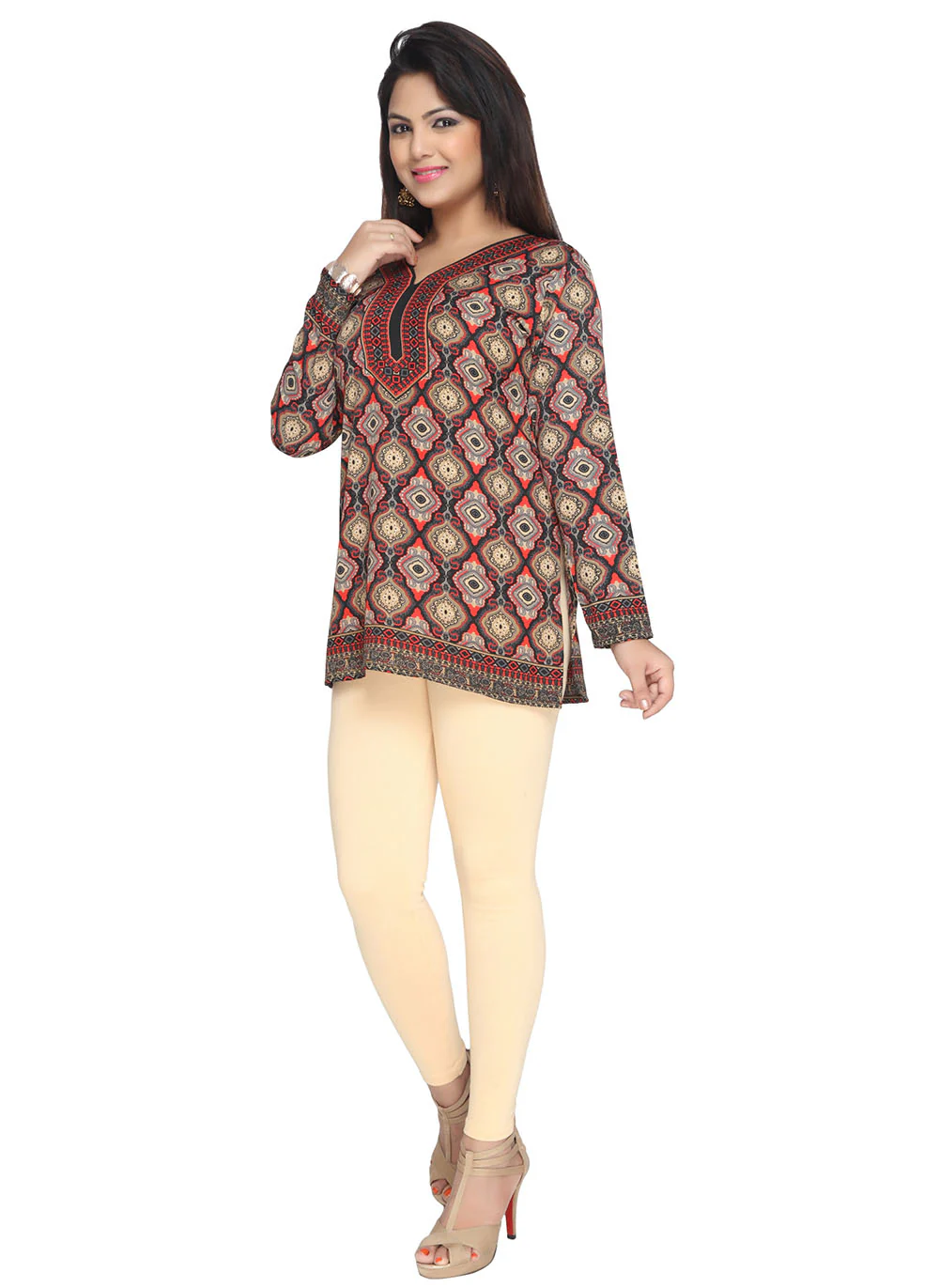 Indian Kurtis for Women - Short Indian Tunic Tops (Black) - Image 4