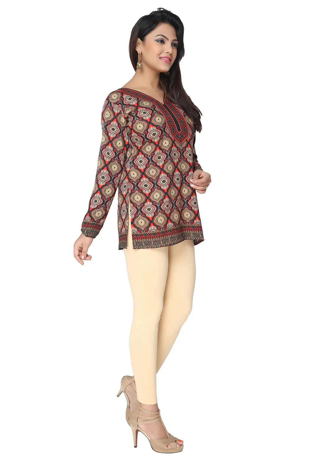 Indian Kurtis for Women - Short Indian Tunic Tops (Black) - Image 5