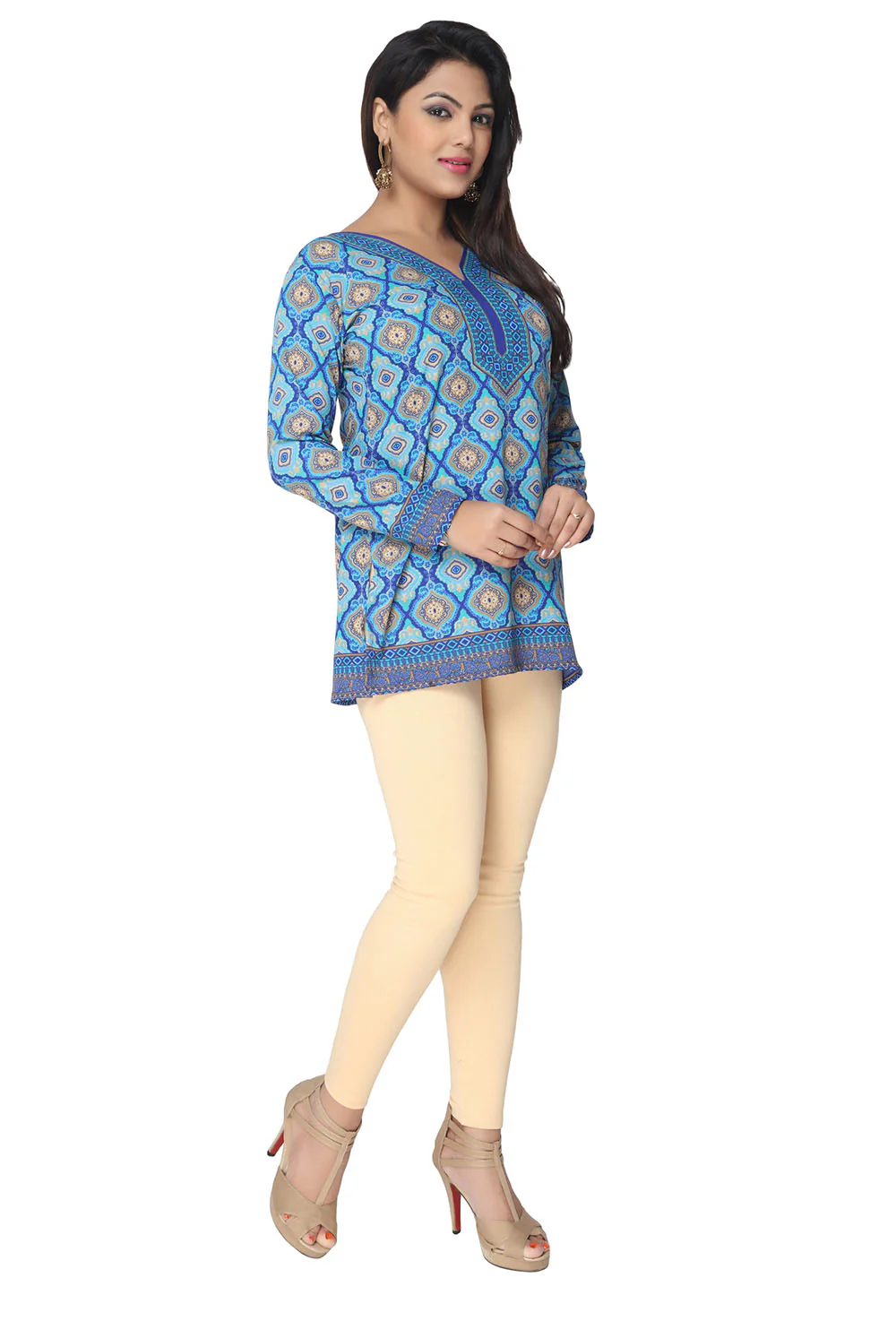 Indian Kurtis for Women - Short Indian Tunic Tops (Blue) - Image 5