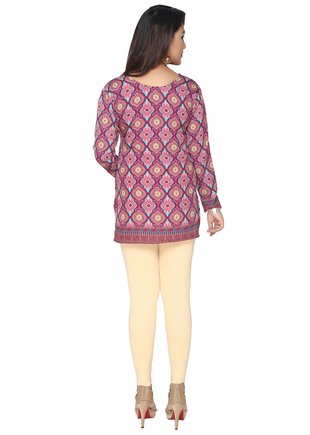 Indian Kurtis for Women - Short Indian Tunic Tops (Purple) - Image 2