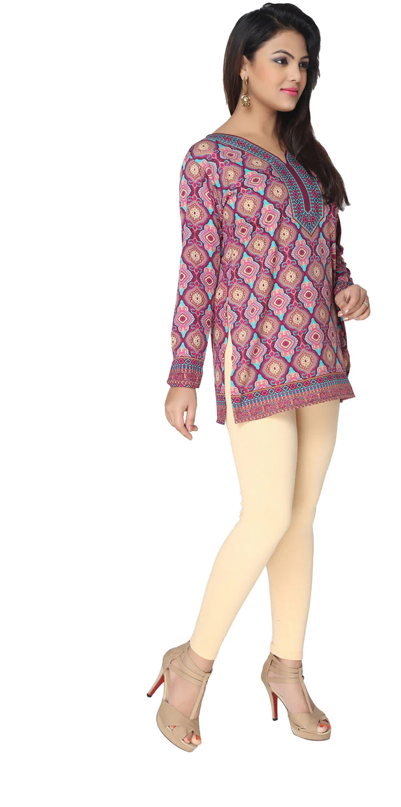 Indian Kurtis for Women - Short Indian Tunic Tops (Purple) - Image 4