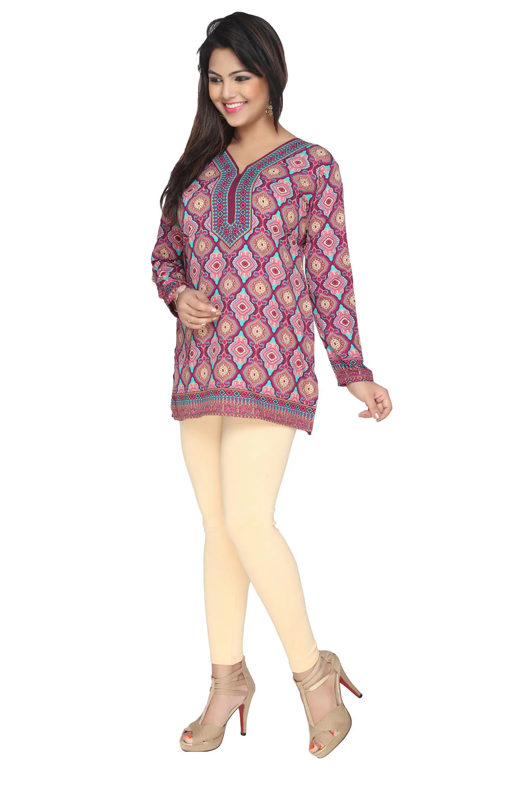 Indian Kurtis for Women - Short Indian Tunic Tops (Purple) - Image 5