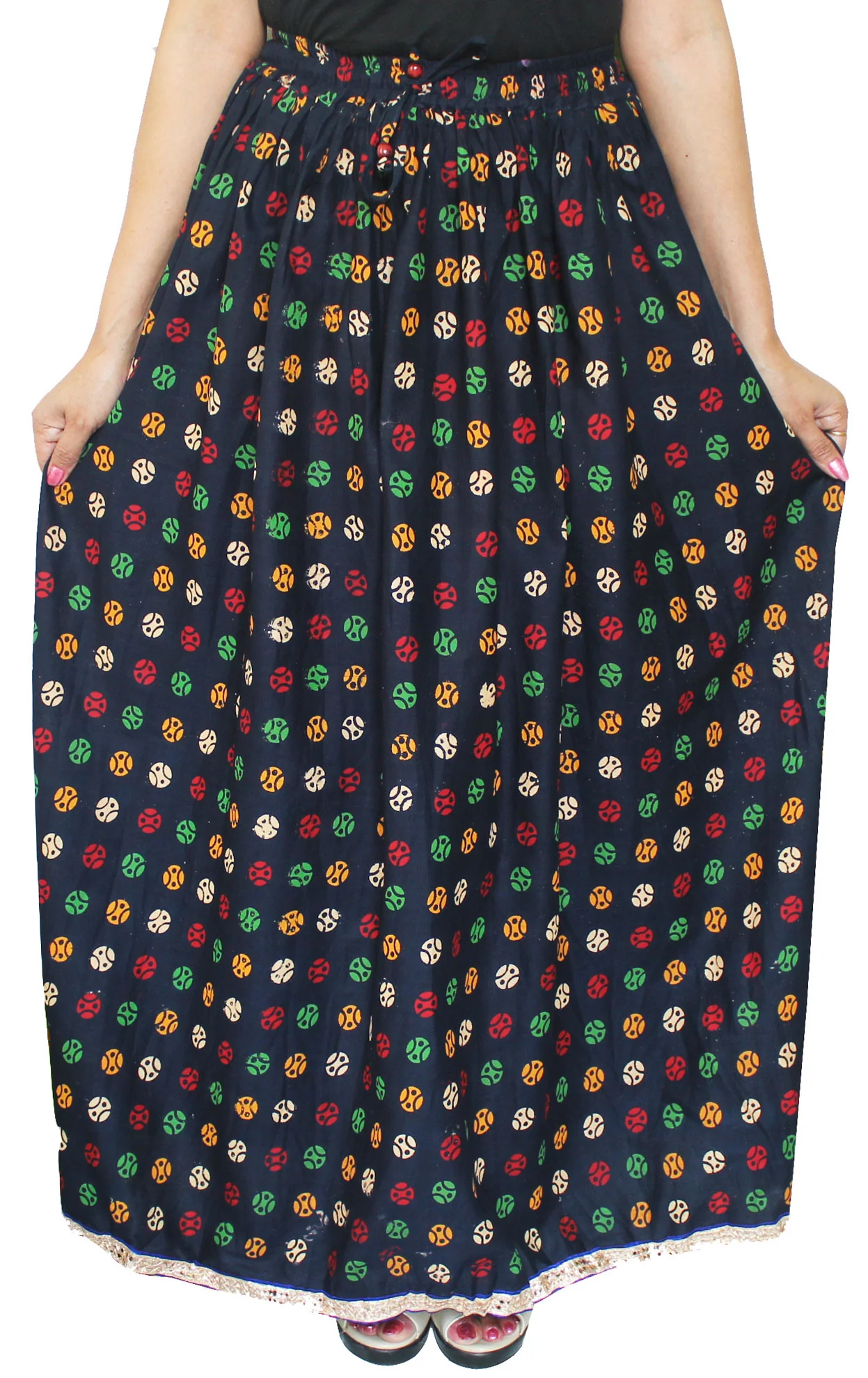 Indian Long Skirt Maxi Cotton Womens India Clothes (Blue) - Image 2