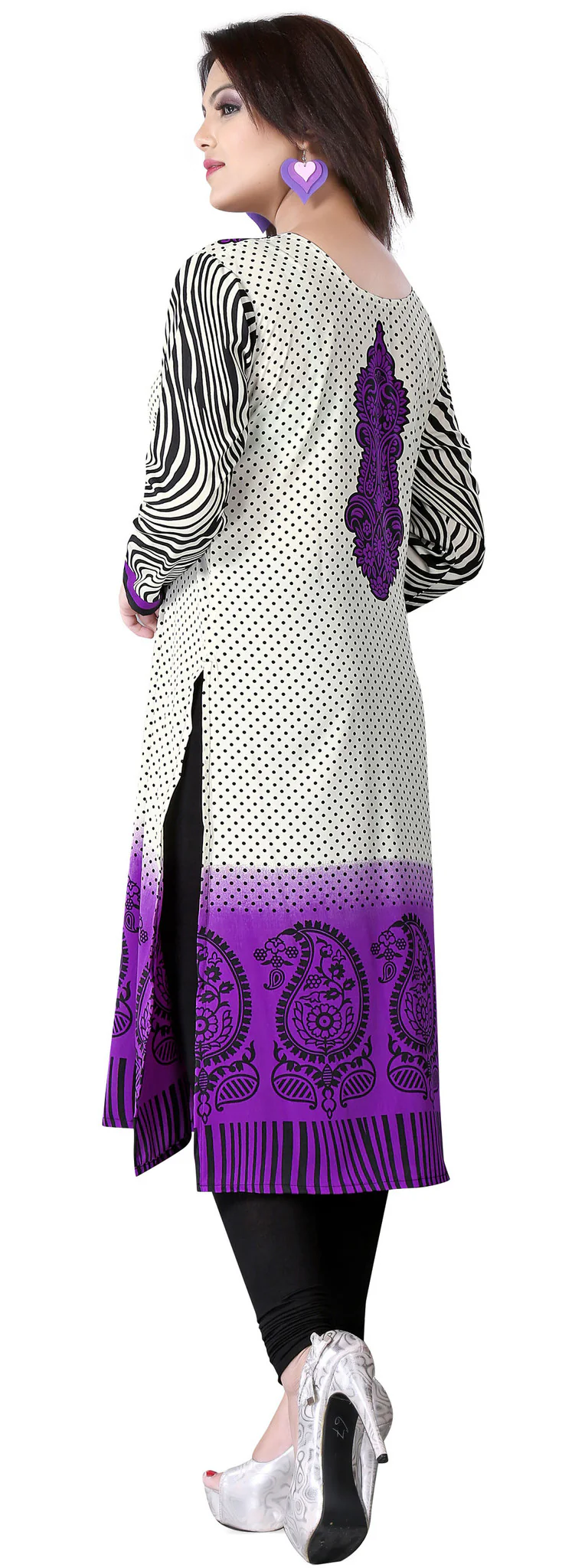 India Tunic Top Long Kurti Womens Printed Indian Clothing (Purple, XS) - Image 2