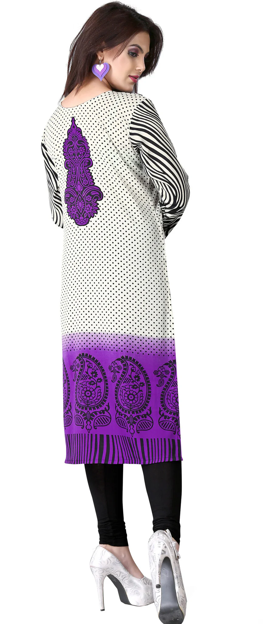India Tunic Top Long Kurti Womens Printed Indian Clothing (Purple, XS) - Image 3