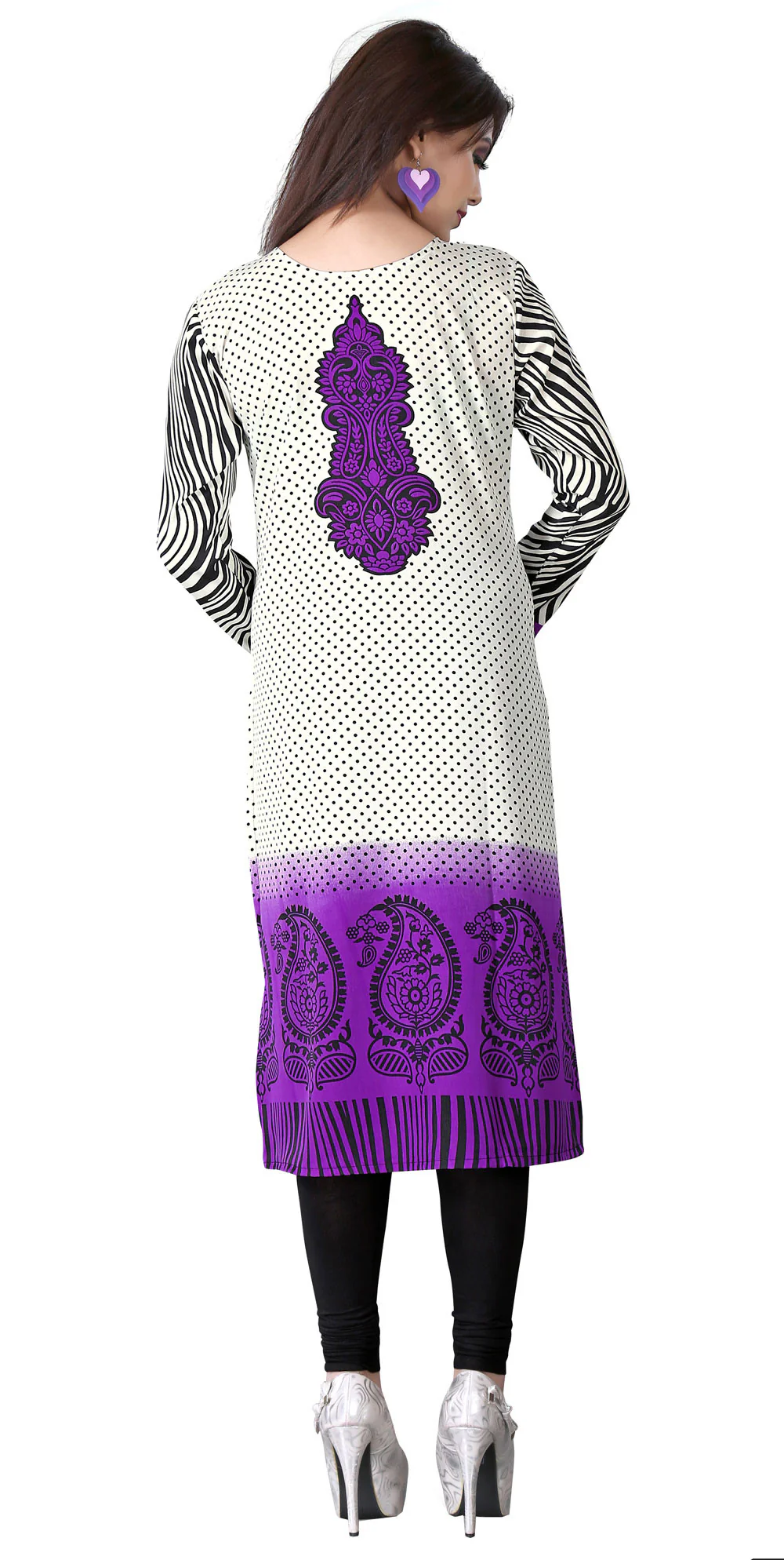 India Tunic Top Long Kurti Womens Printed Indian Clothing (Purple, XS) - Image 4