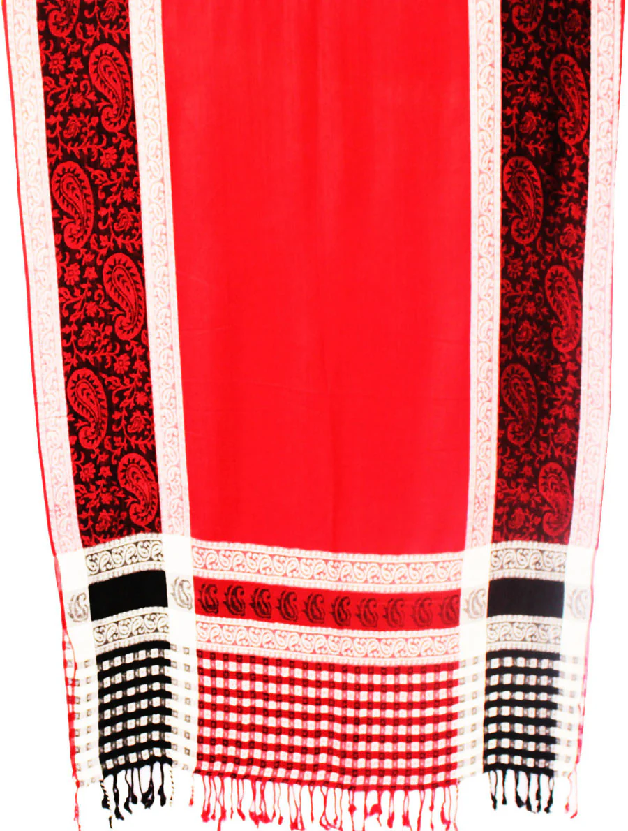 Indian Scarf Womens Jamawar Wrap Stole India Clothes (Red, 80 x 29 inches) - Image 2