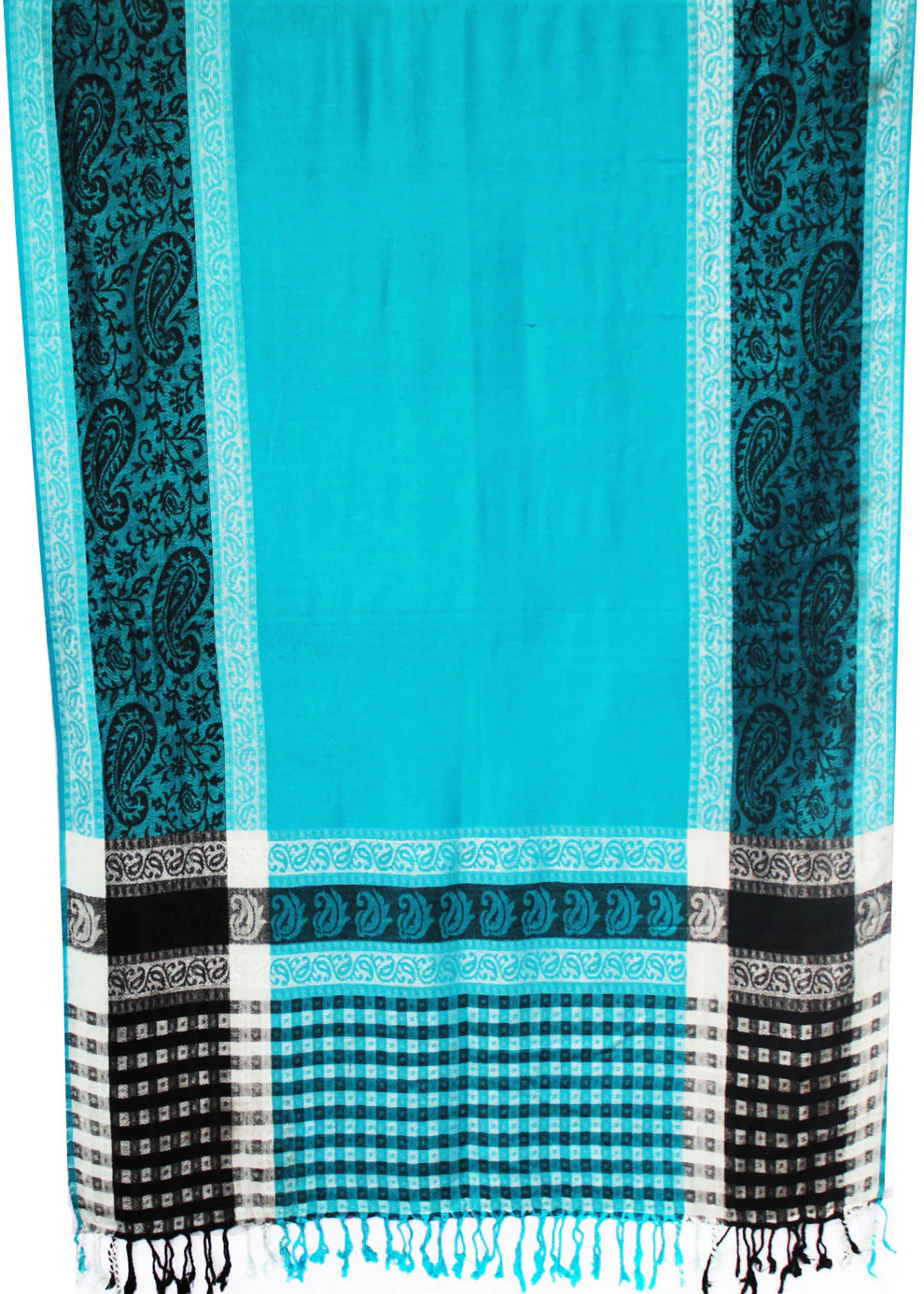 Indian Scarves Womens Jamawar Wrap India Clothes (Blue, 80 x 28 inches) - Image 2