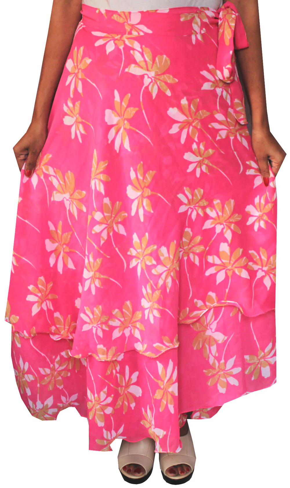 Indian Skirt Long Wrap Around India Clothing (Pink) - Image 2