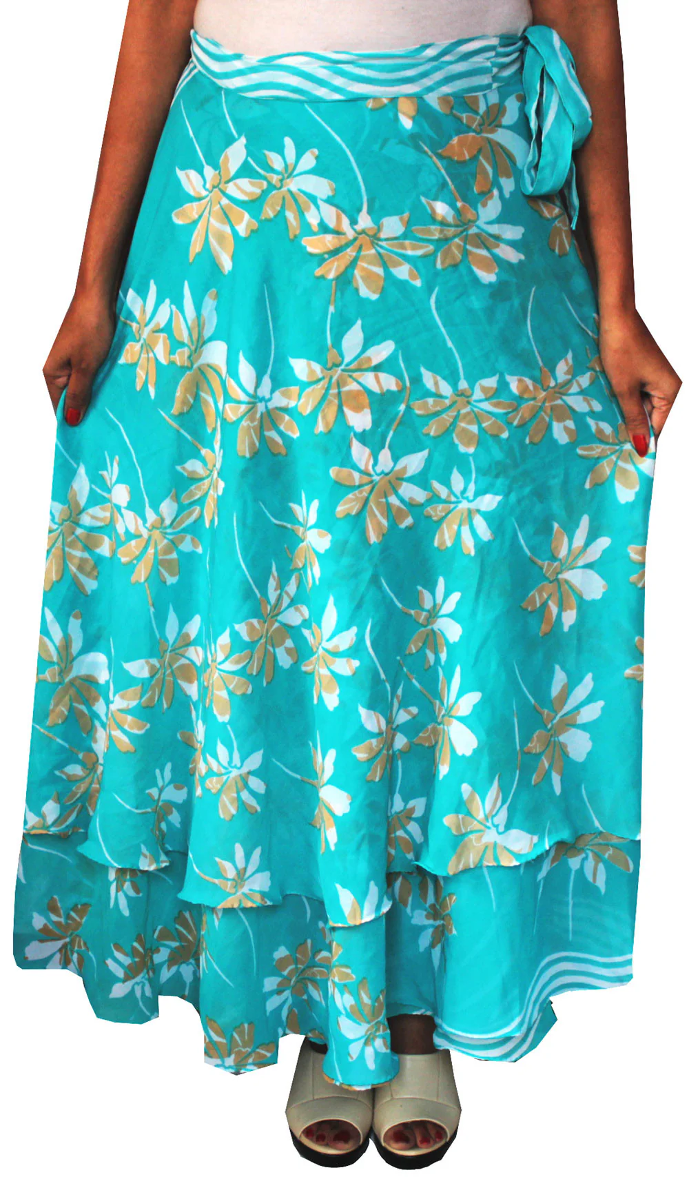 Indian Skirt Womens Long Wrap Around India Clothing (Turquoise) - Image 2