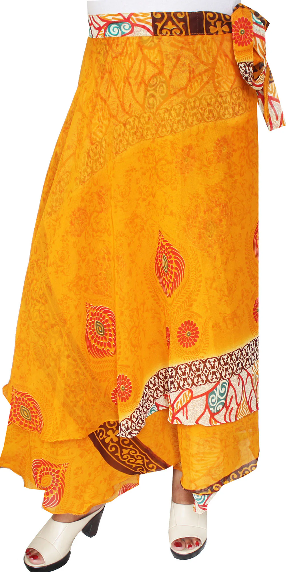Indian Skirt Womens Long Wrap Around India Clothing (Yellow) - Image 2