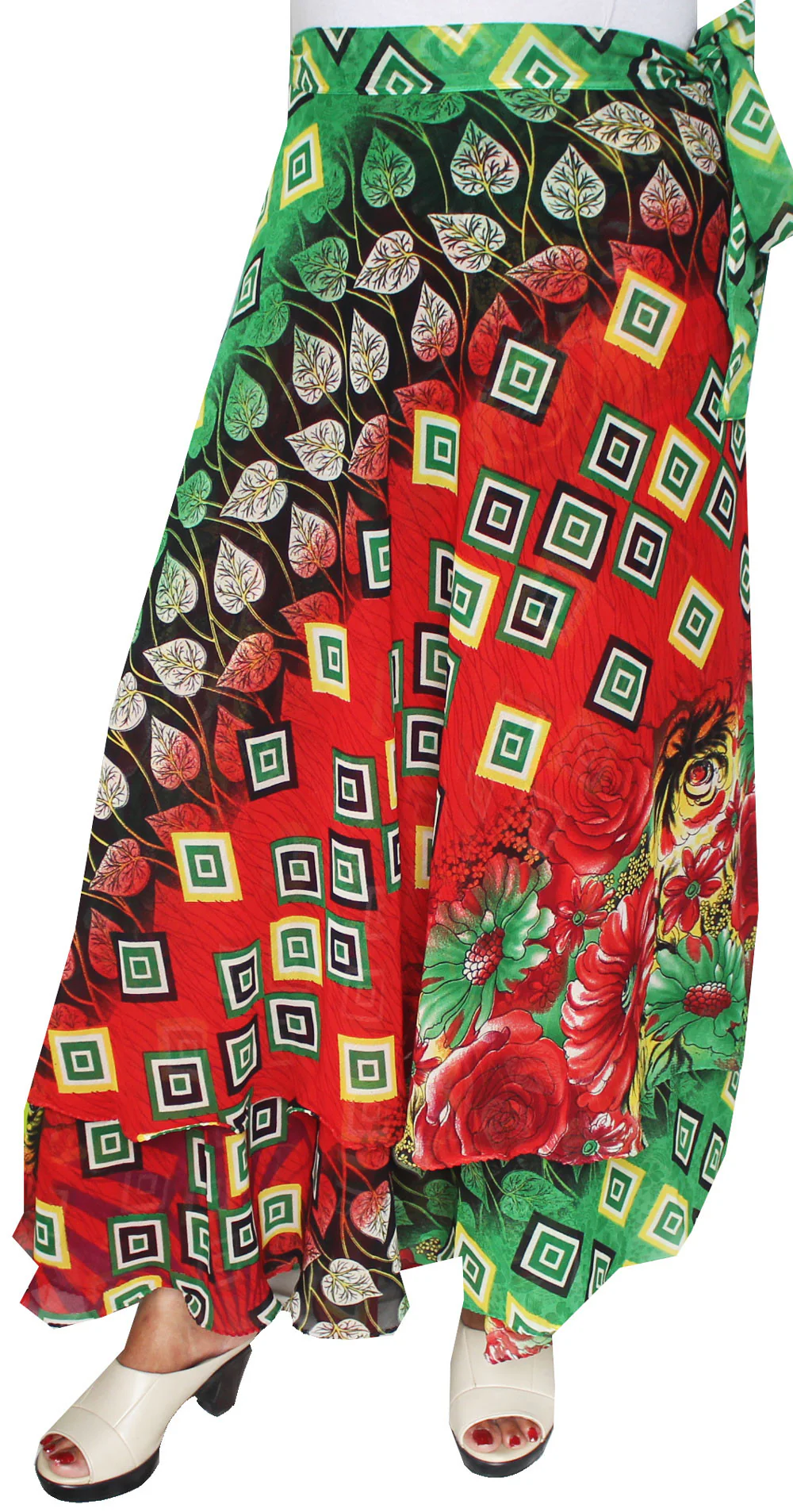 Indian Skirt Womens Long Beach Wrap Around India (Red) - Image 2