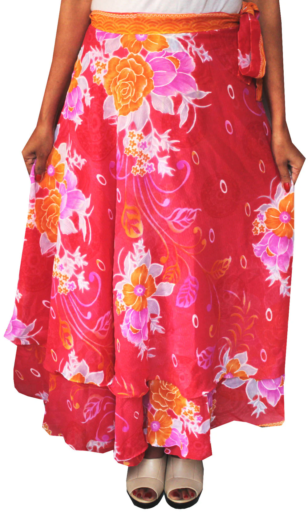 Indian Skirt Womens Wrap Around India Clothing (Pink) - Image 2
