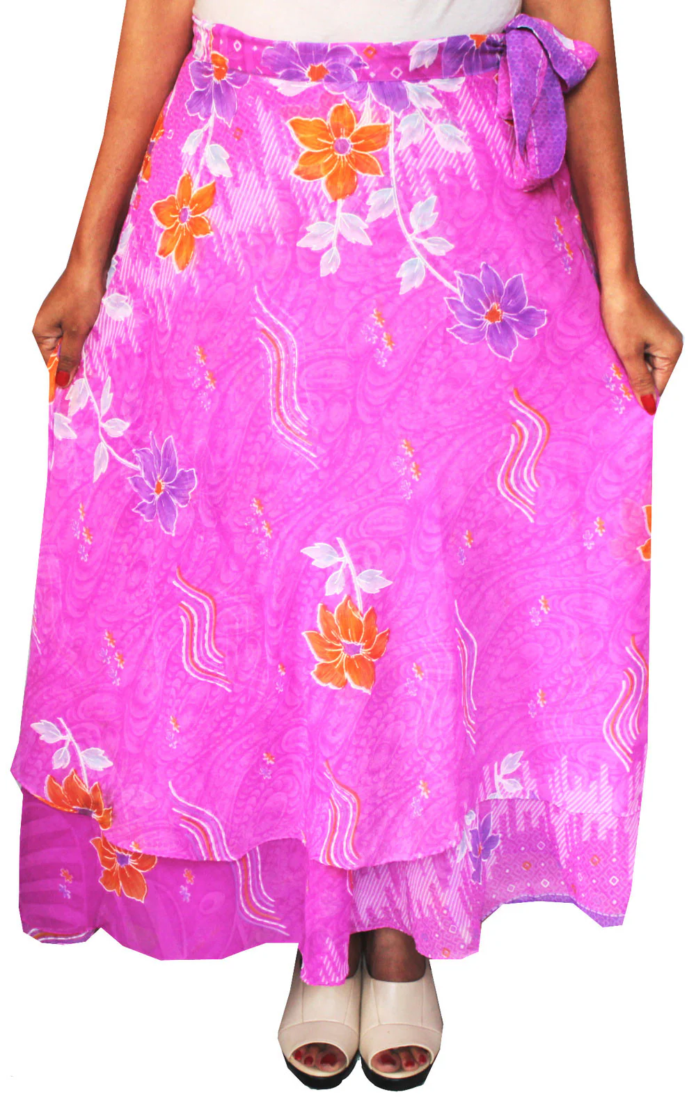 Indian Skirt Womens Wrap Around India Clothing (Pink) - Image 2