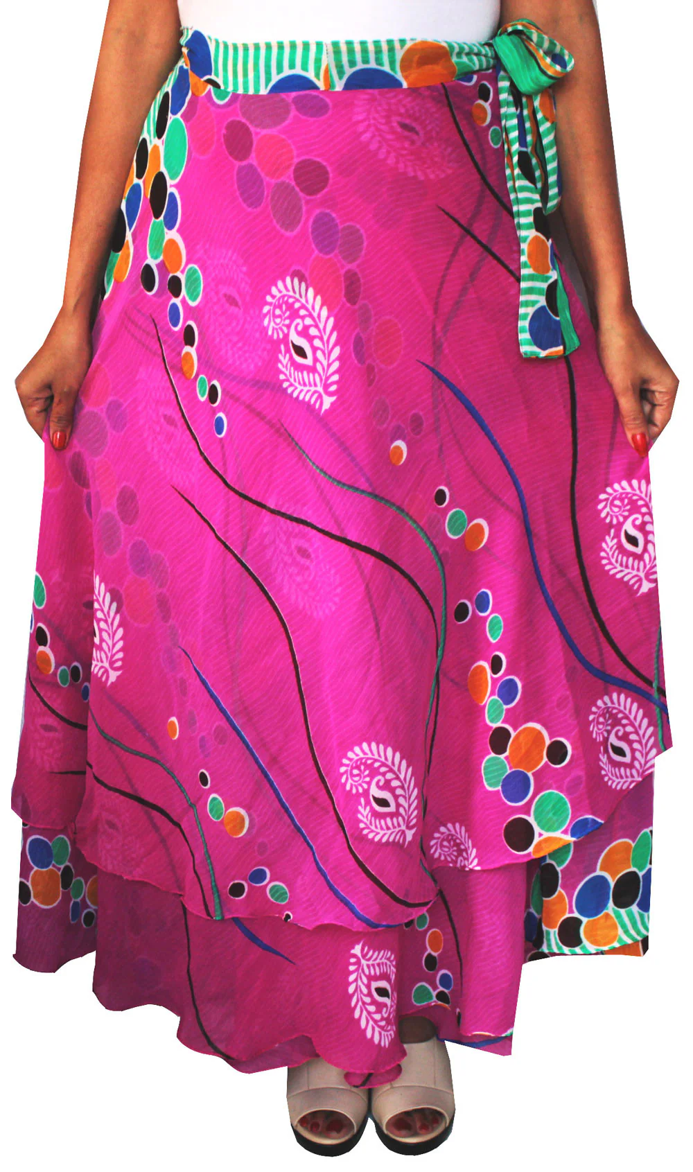 Indian Skirts Magic Beach Long Wrap Around Womens (Pink) - Image 2