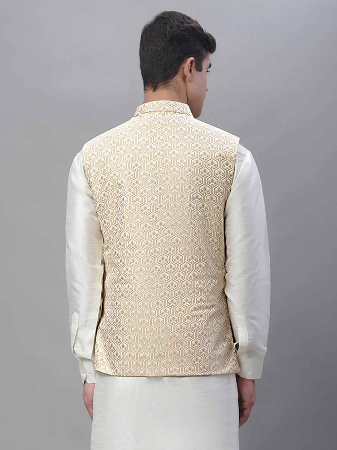 Indian Waistcoat Sleeveless Nehru Jacket for Men (Cream) - Image 2
