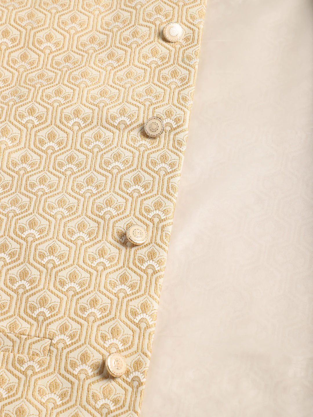 Indian Waistcoat Sleeveless Nehru Jacket for Men (Cream) - Image 6