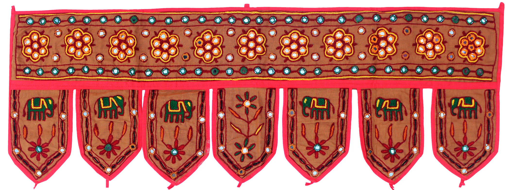 Indian Window Valance Handmade Door Decoration Toran (Brown, 38 x 13.5 inches)