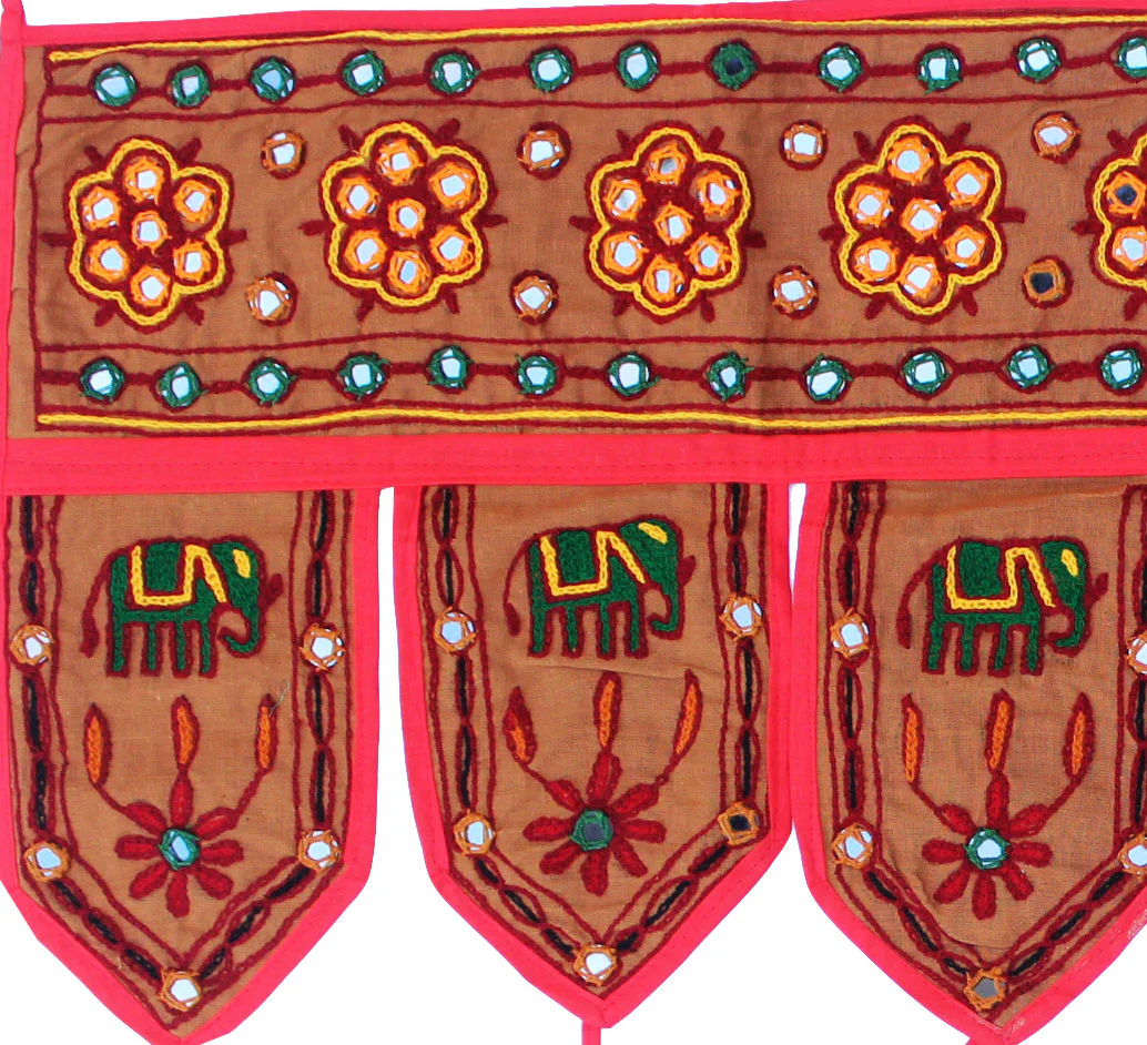 Indian Window Valance Handmade Door Decoration Toran (Brown, 38 x 13.5 inches) - Image 2