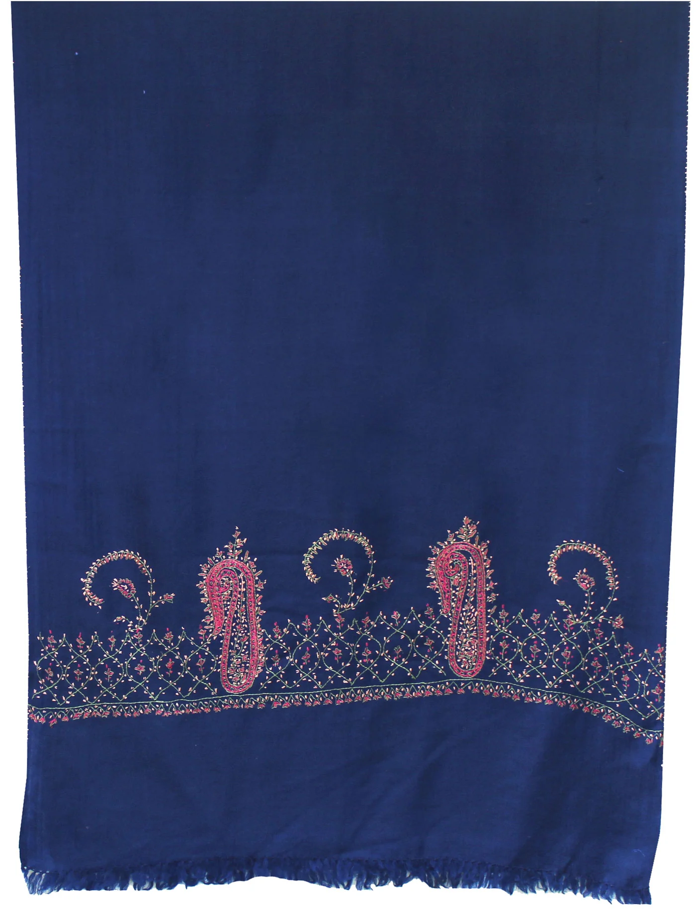 Indian Wool Scarf Hand Embroidered Womens Gift (Blue) - Image 2