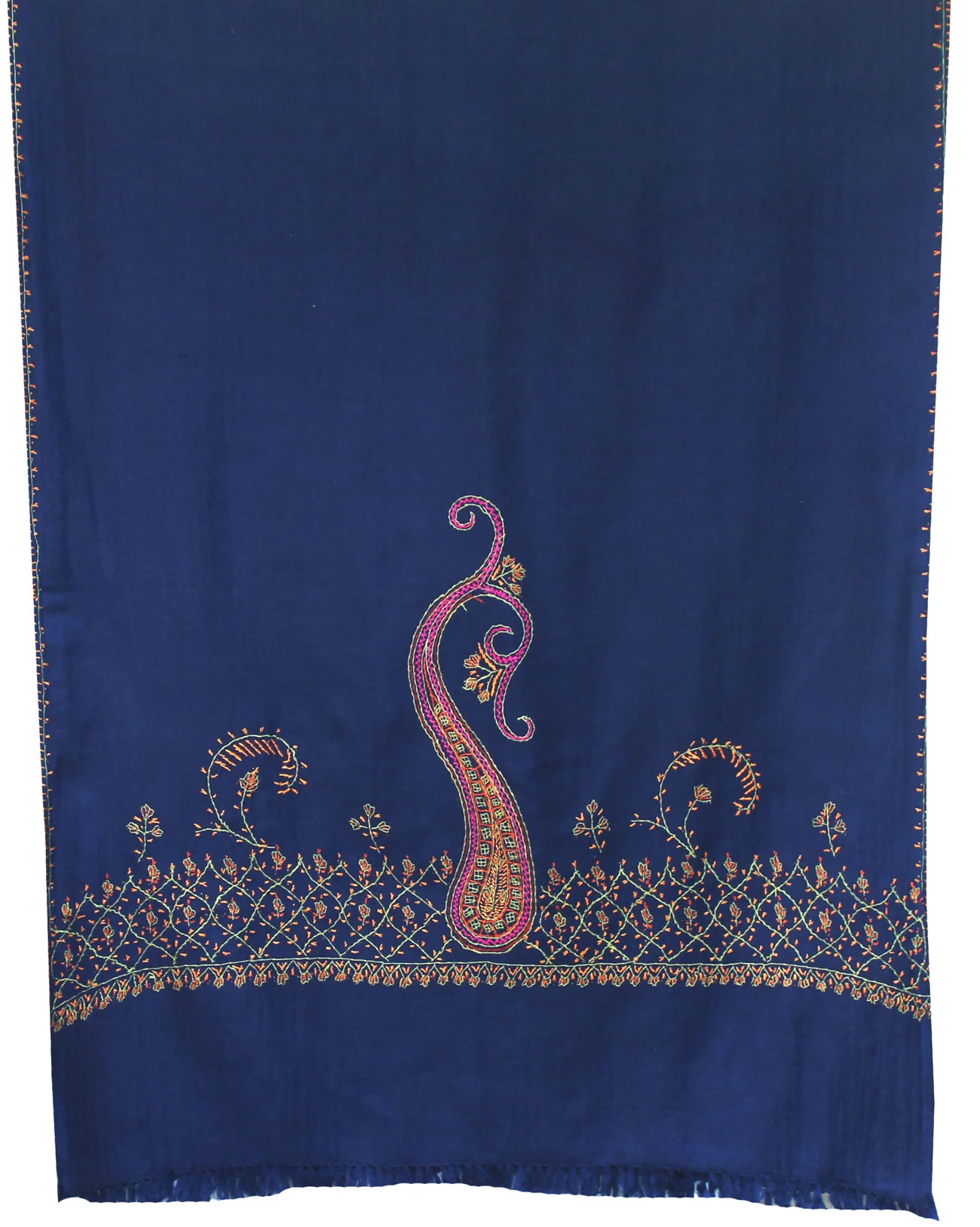 Indian Wool Scarf Hand Embroidered Womens Gift (Blue) - Image 2