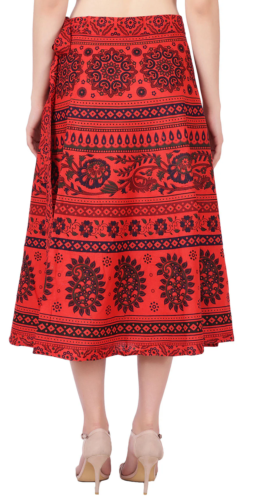 Indian Wrap Around Skirt Women's Cotton India Clothing(Red, One Size) - Image 3