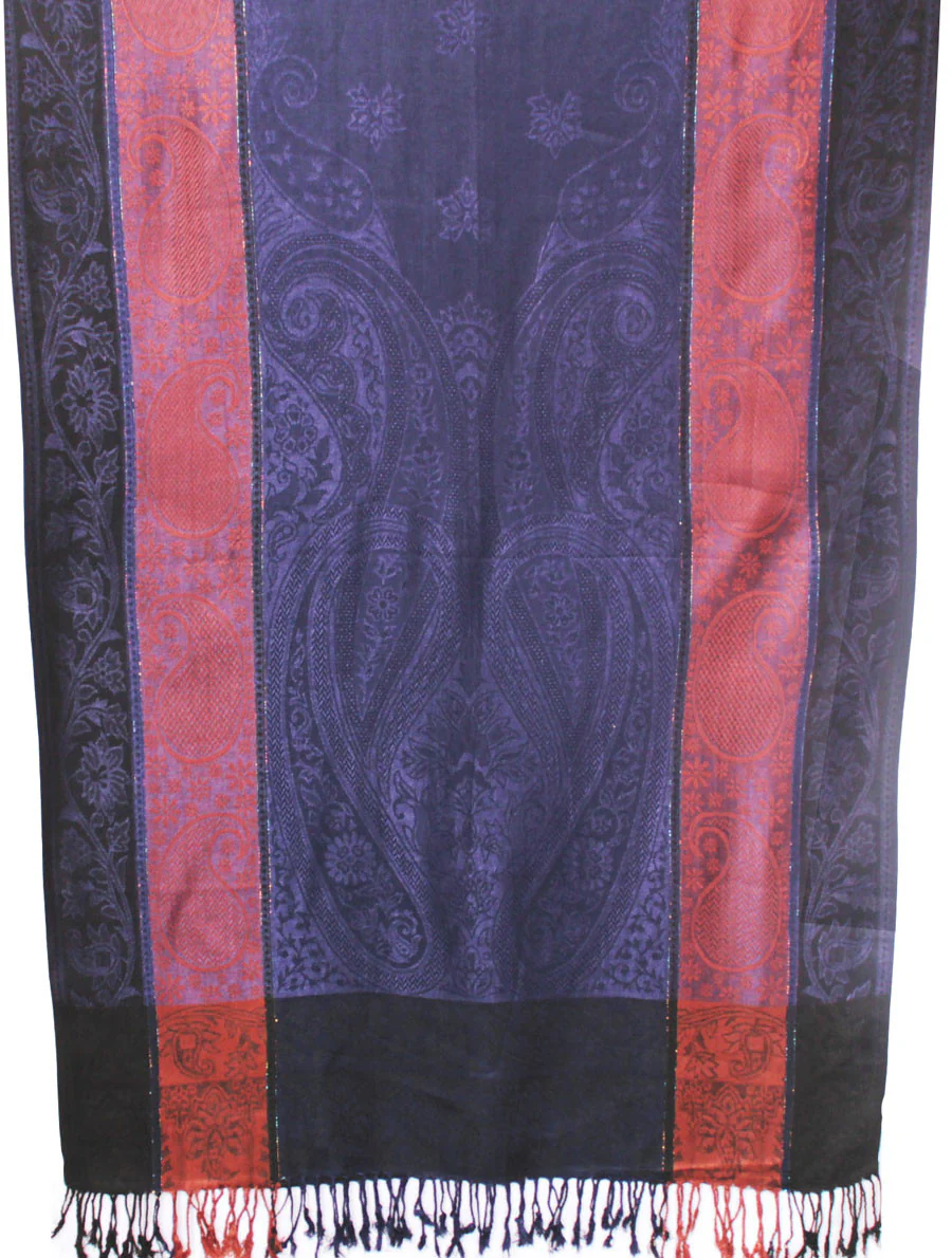 Jamawar Indian Shawl Scarf Womens Wrap India Clothing (Blue, 80 x 28 inches) - Image 2