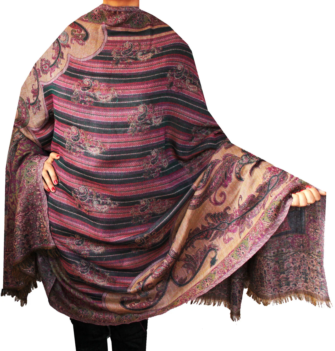 Paisley Wool Shawl Scarf Womens Wrap India Clothing (82 x 42 inches)