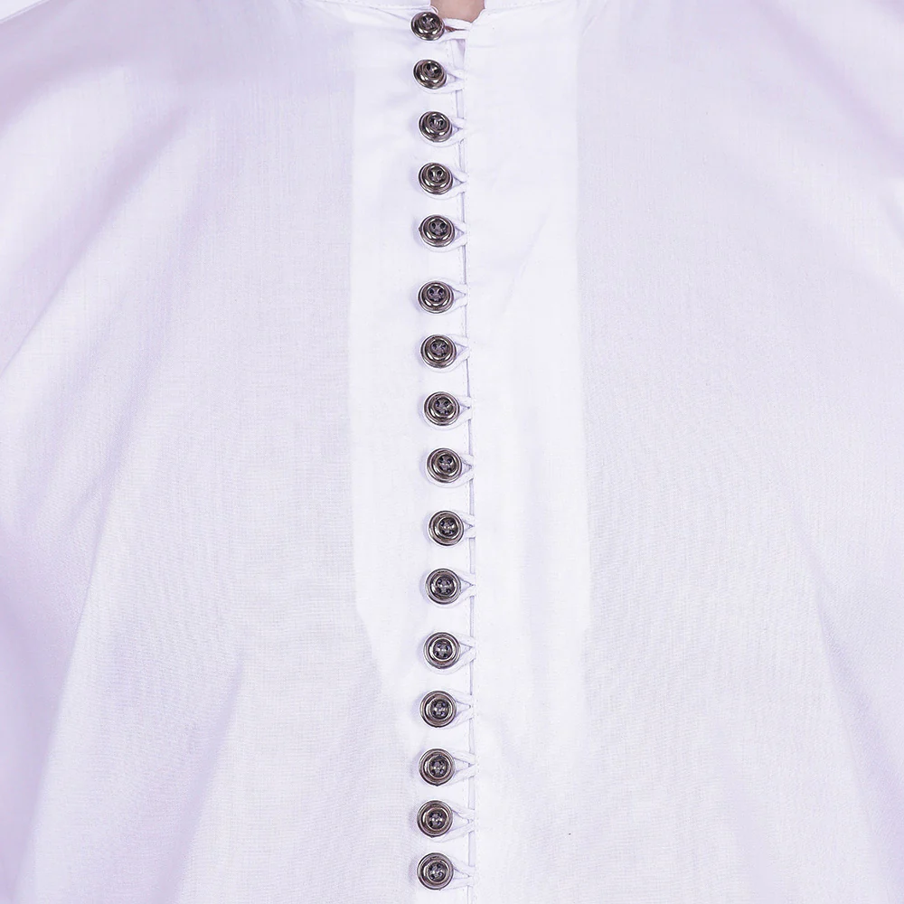 Kurta Pajama Party Wear Cotton India Apparel for Men (White) - Image 4