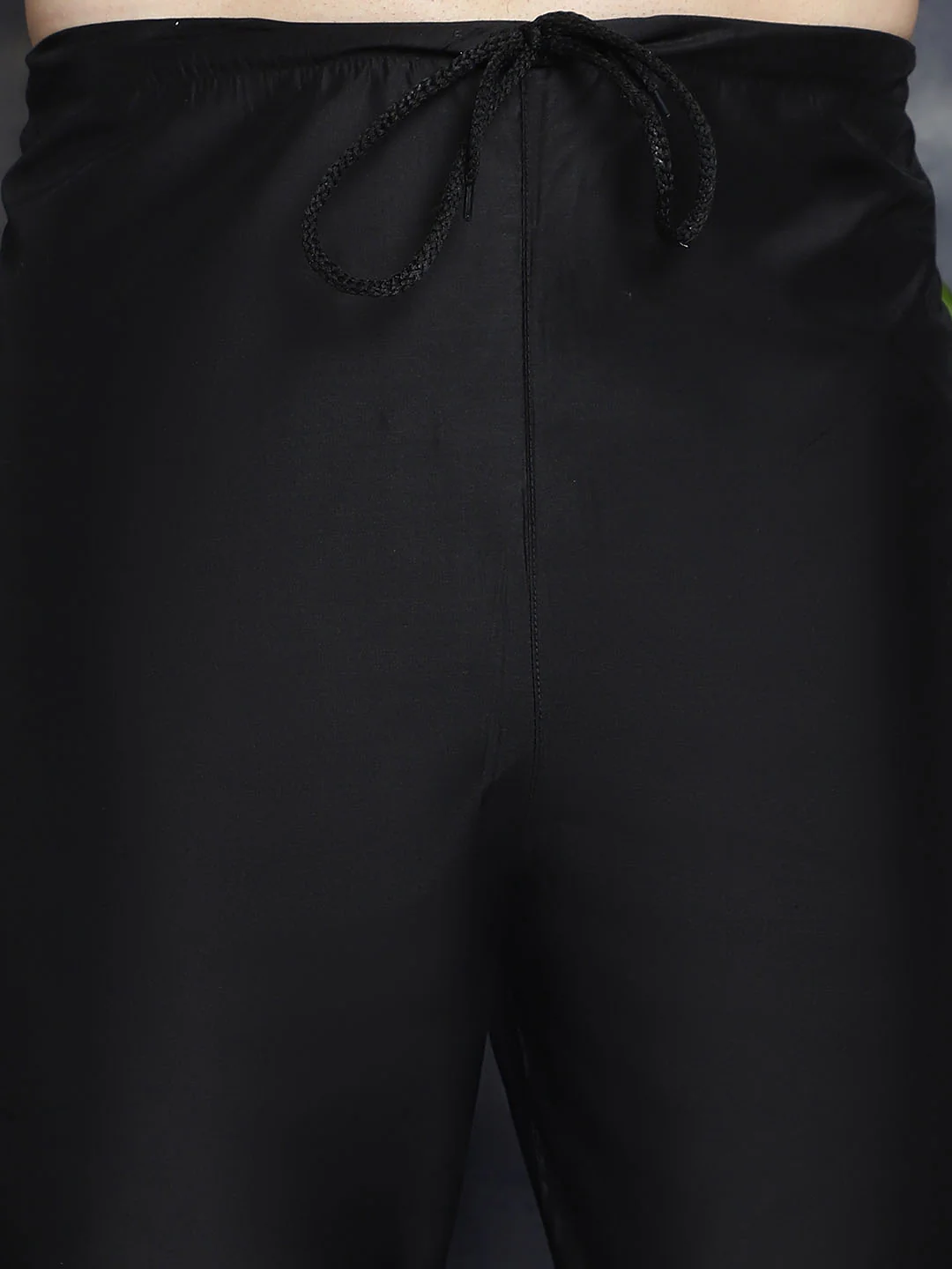 Kurta Pajama Set Solid Color Indian Clothing for Men (Black) - Image 8