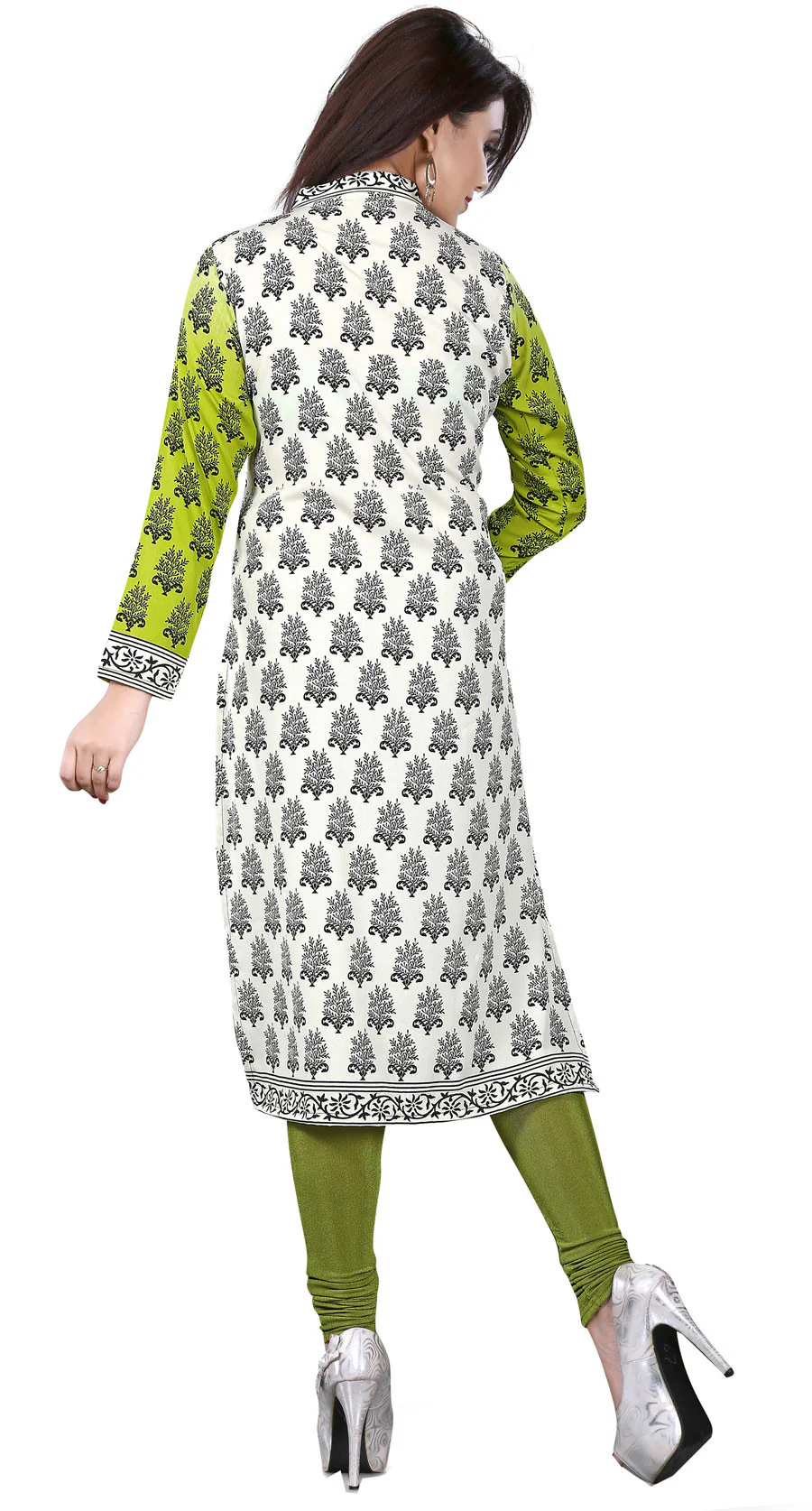 Kurti Top Long Tunic Womens Printed Blouse India Clothing (Green) - Image 4