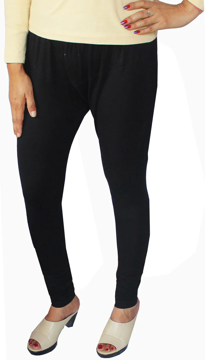 Leggings 4 Way Stretchable Womens Churidar India Clothing Bottom (Black) - Image 2