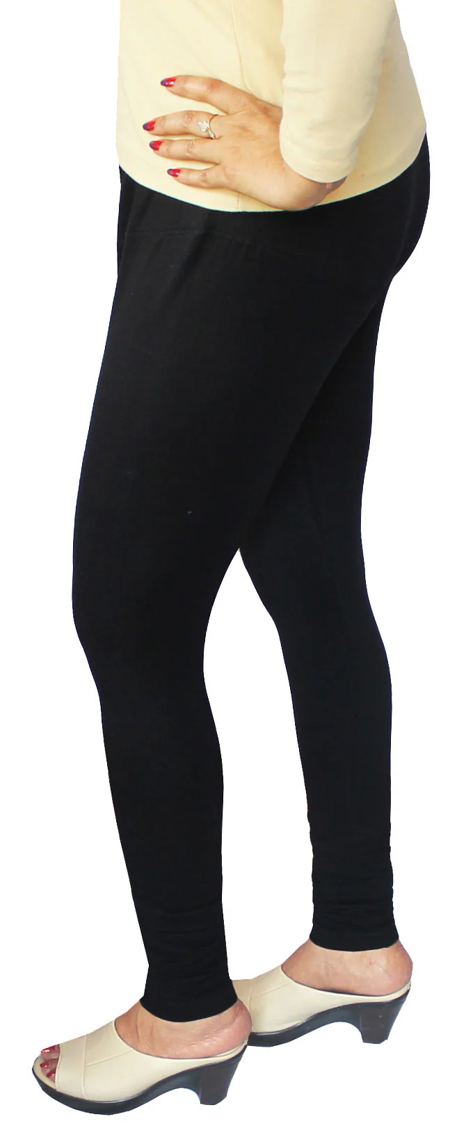 Leggings 4 Way Stretchable Womens Churidar India Clothing Bottom (Black) - Image 3
