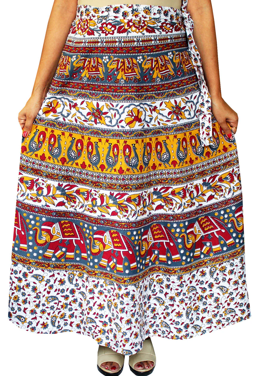 Long Cotton Women's Wrap Around Skirts from India (Maroon, One Size) - Image 2