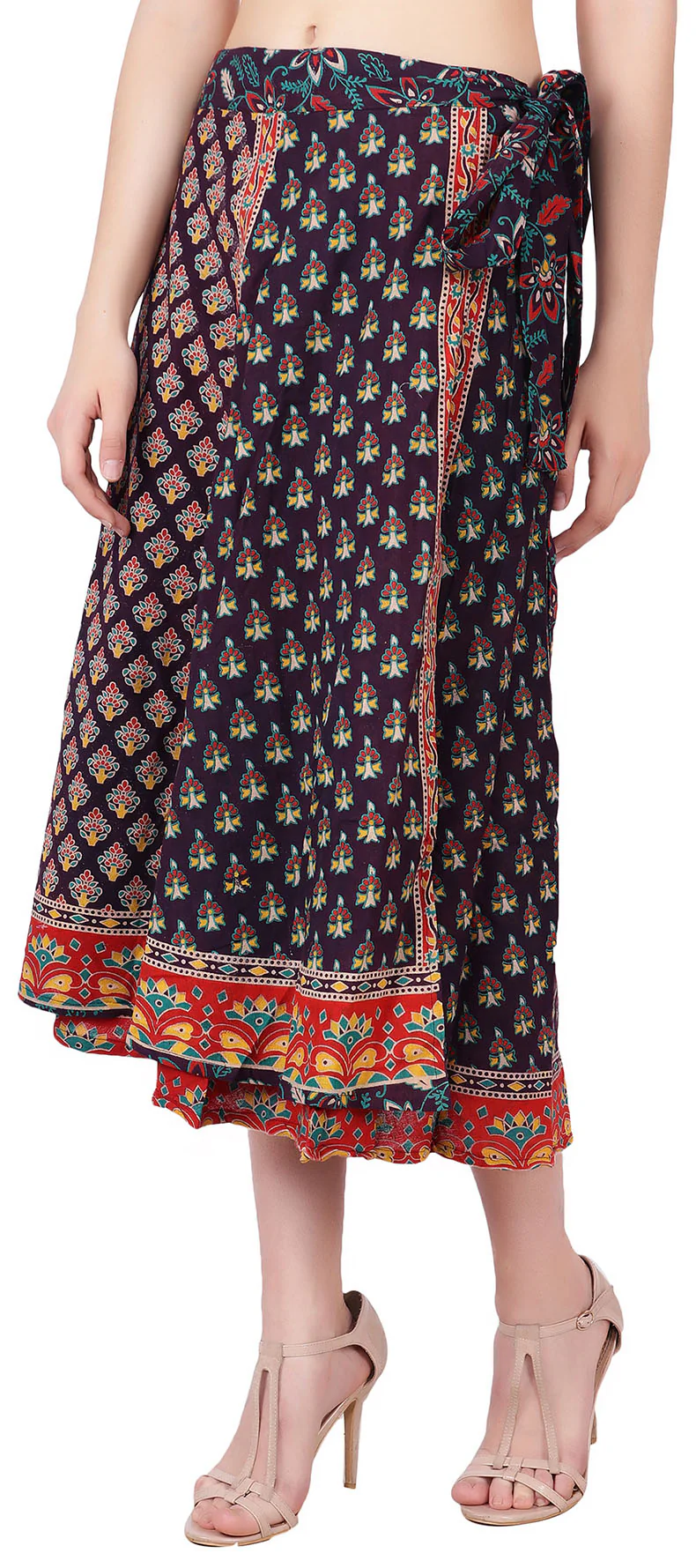 Long Cotton Wrap Around Skirt Women's India Clothes (Purple, One Size) - Image 2