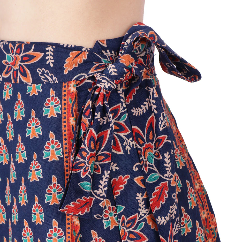 Long India Skirt Women's Cotton Ethnic Indian Clothing (Blue, One Size) - Image 4