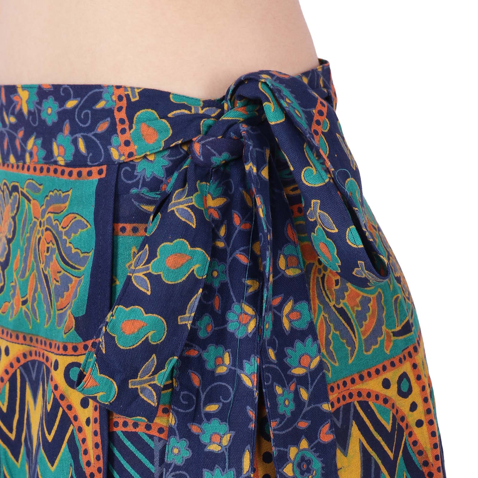 Long India Wrap Around Skirt Women's Cotton Indian Clothing (Blue, One Size) - Image 4