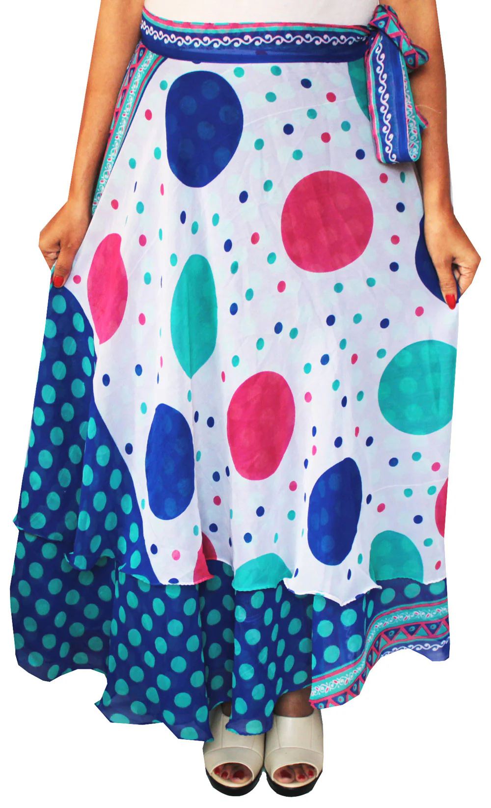 Long Indian Skirt Womens Beach Wrap Around India Clothing (Blue) - Image 2