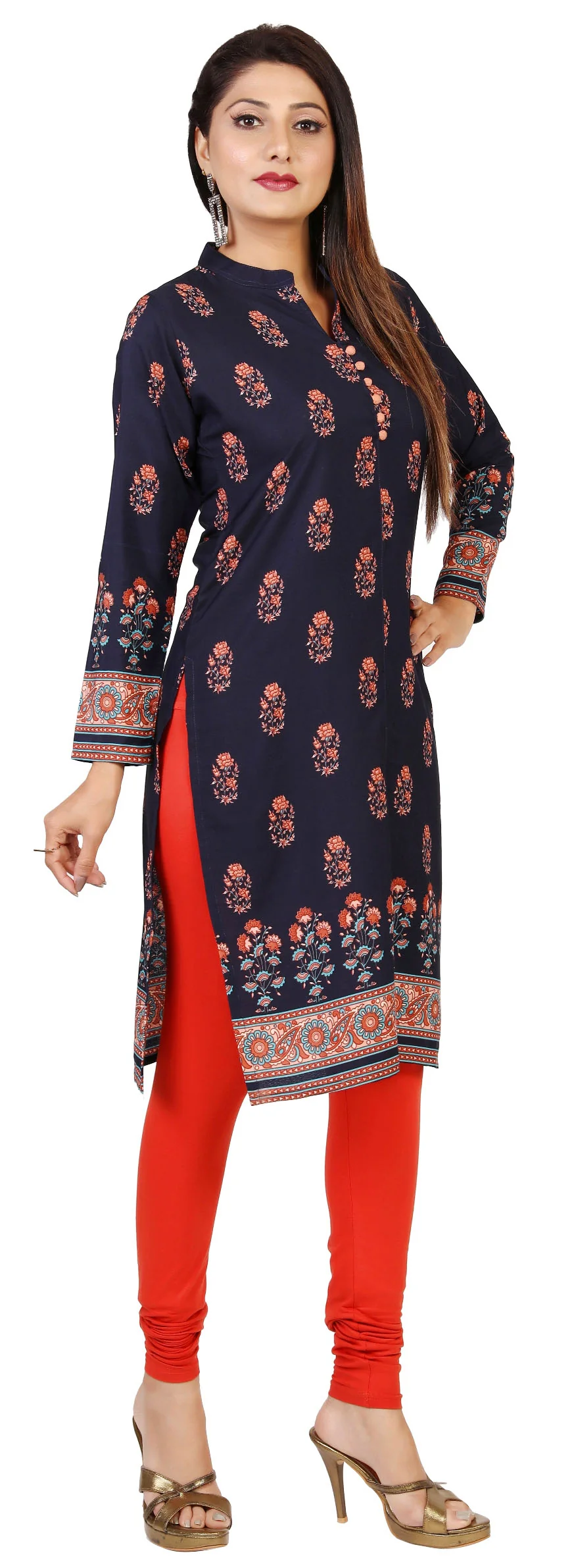 Indian Kurtis for Women Long Tunic Kurta Tops (Blue) - Image 5