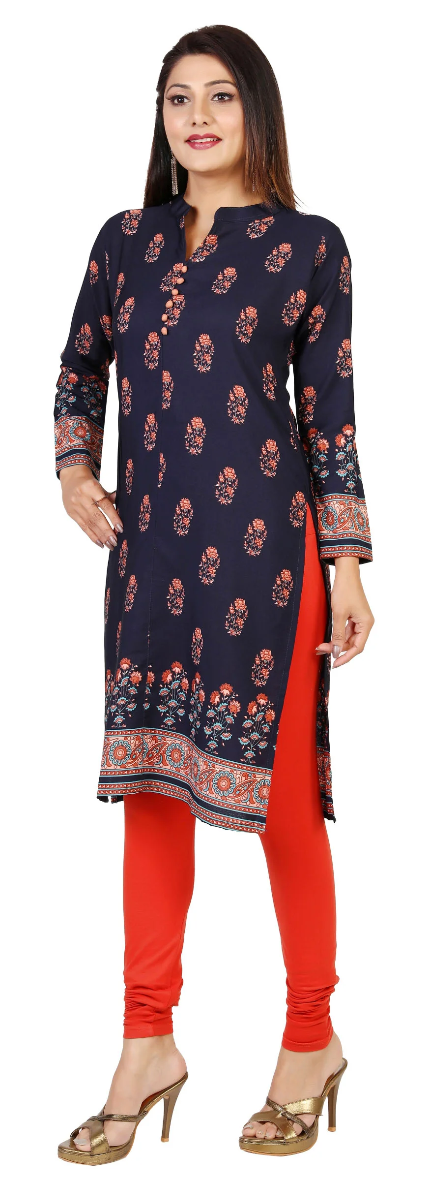 Indian Kurtis for Women Long Tunic Kurta Tops (Blue) - Image 6