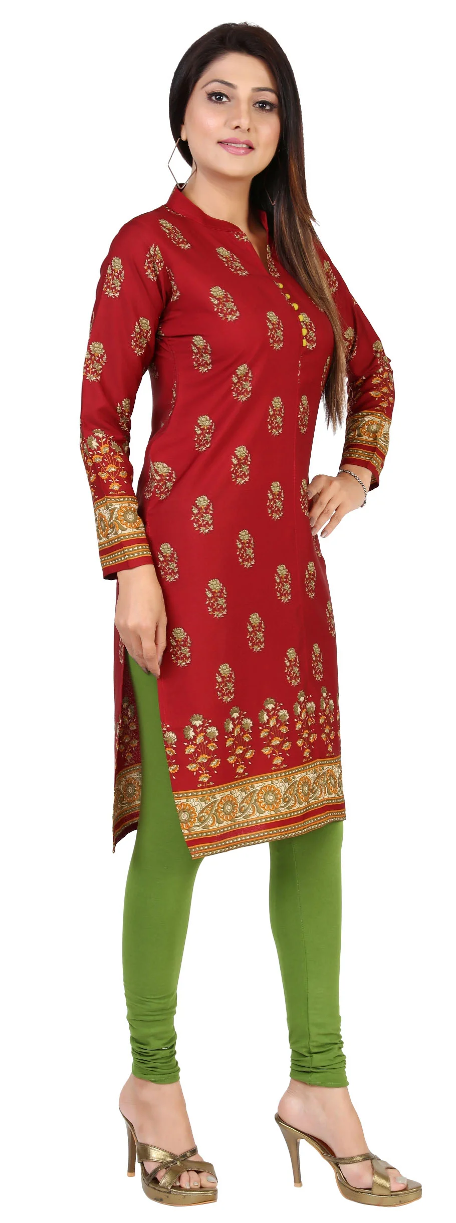 Indian Kurtis for Women Long Tunic Kurta Tops (Maroon) - Image 5