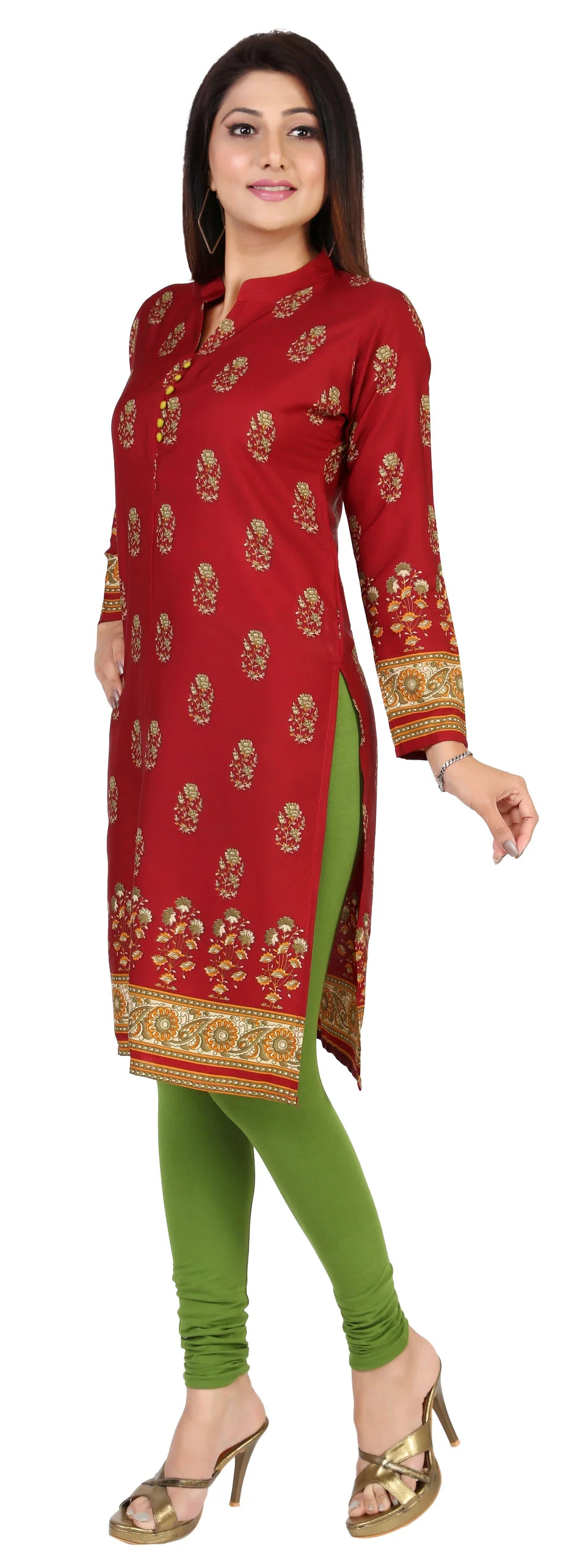 Indian Kurtis for Women Long Tunic Kurta Tops (Maroon) - Image 6