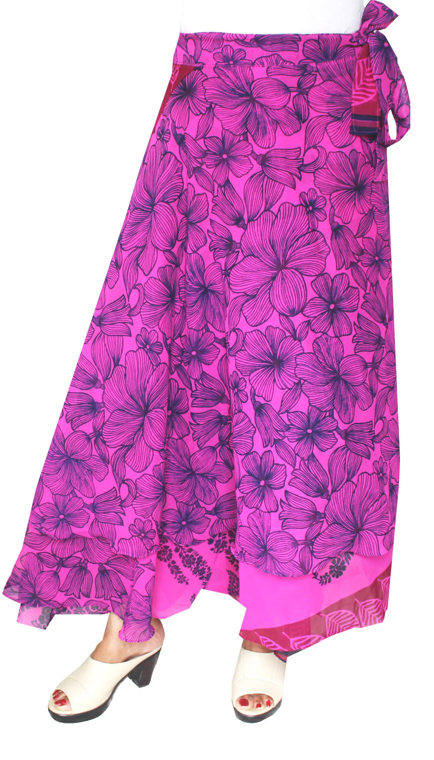 Long Wrap Around Skirt Womens India Clothing (Magenta) - Image 2
