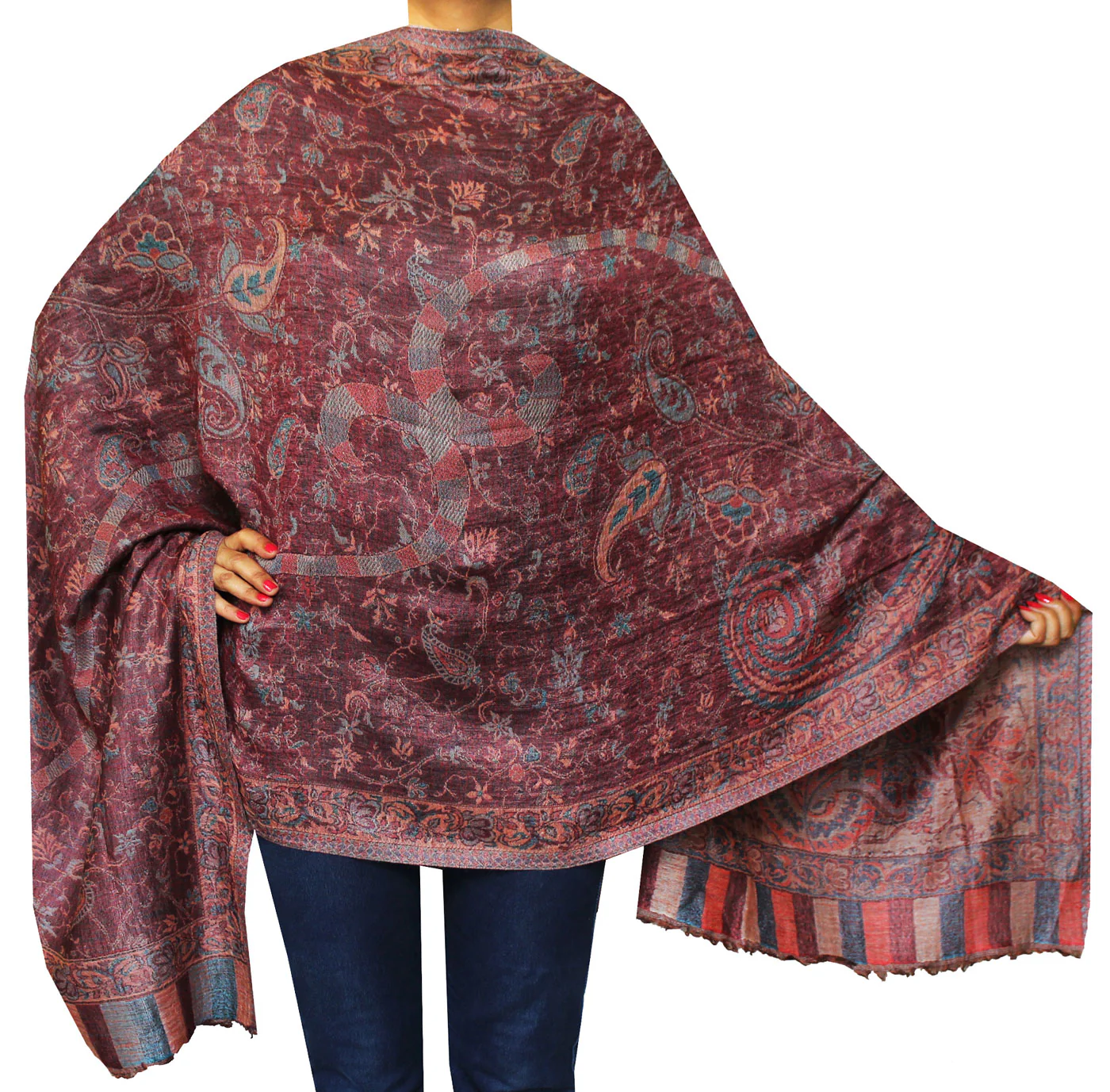 Maple Clothing India Scarves Shawls Wool Wrap Paisley Gift (84 x 30 inches)