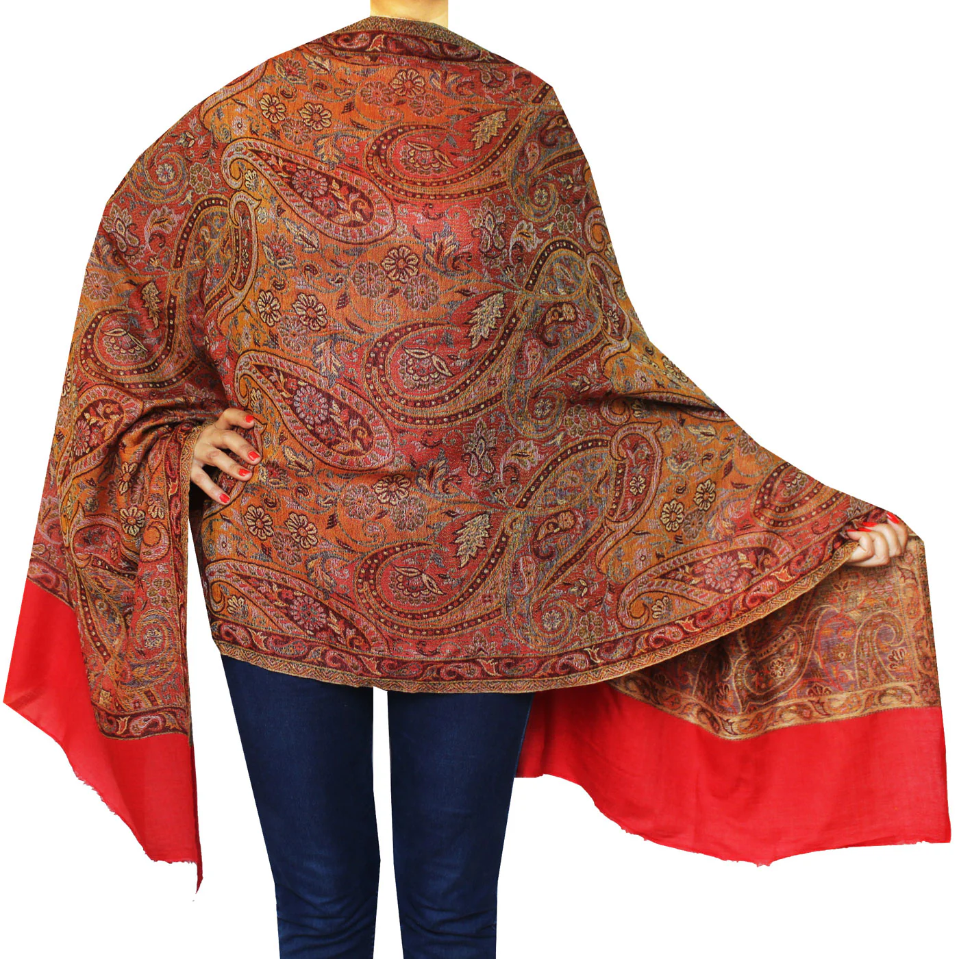Maple Clothing India Scarves Shawls Wool Wrap Paisley Gift (84 x 30 inches)